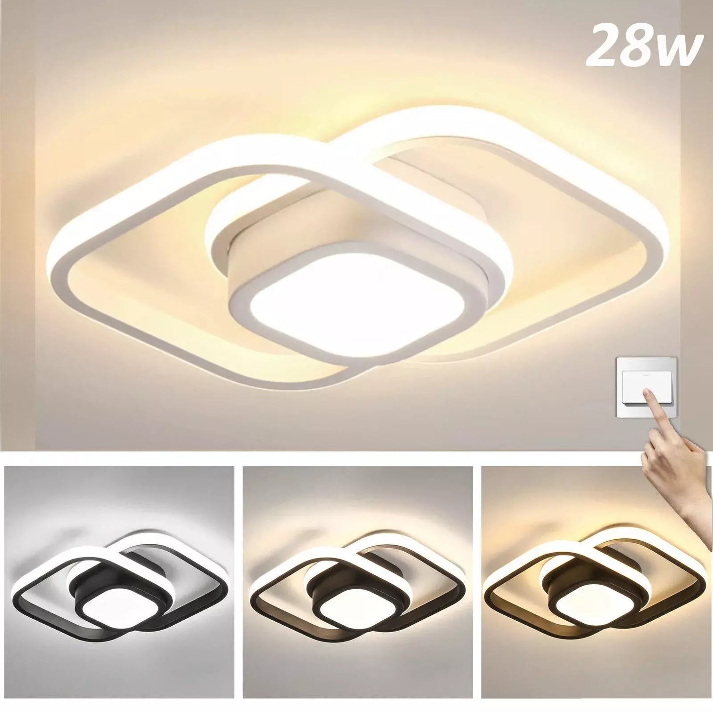 3 Farbige Decken Lampe Dimmbar LED Deckenleuchte