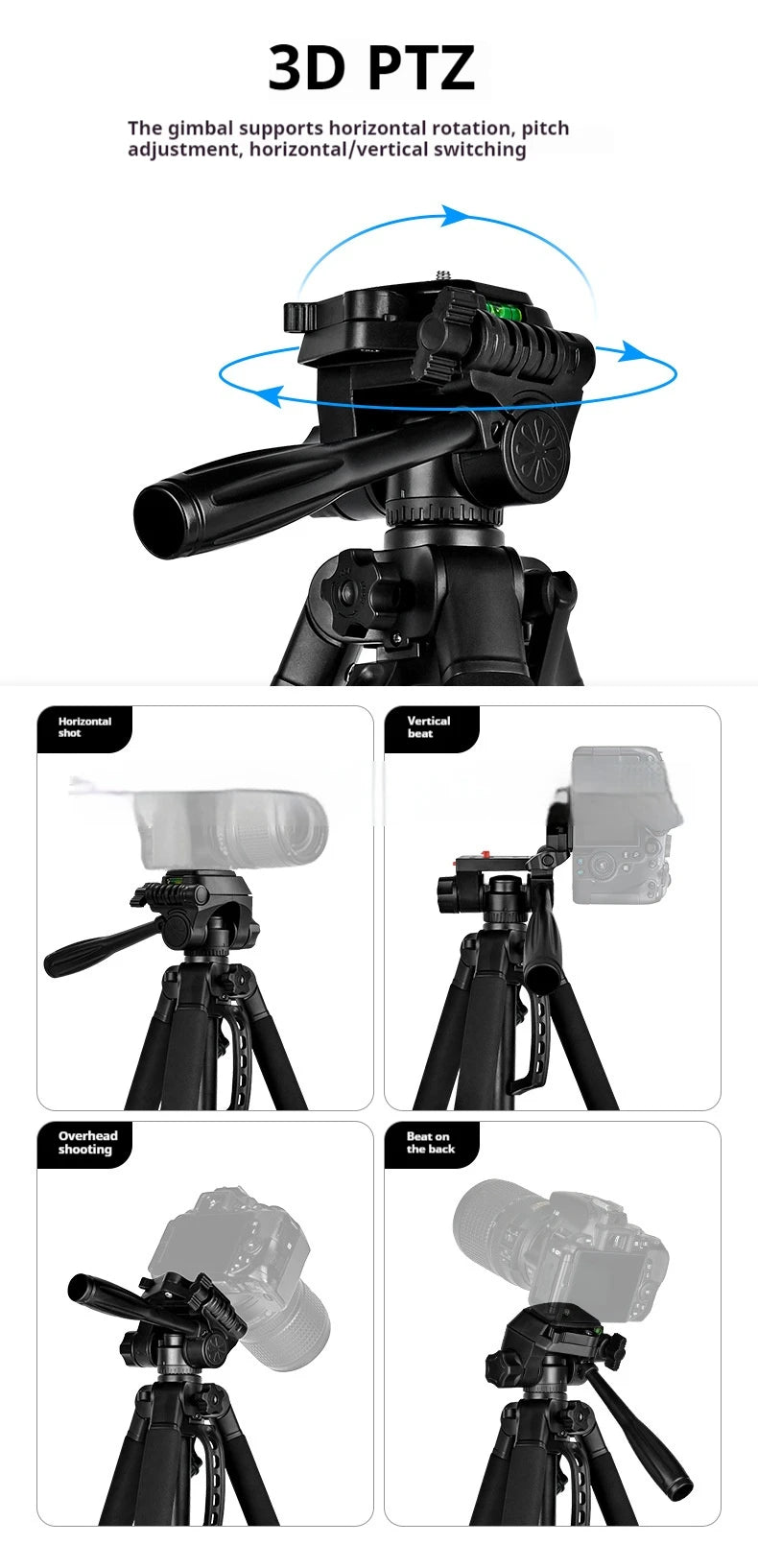 Walking Way F550T – Robustes Aluminium-Mini‑Stativ für Videokamera & Smartphone