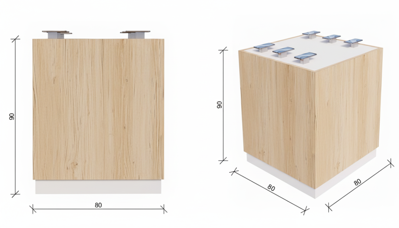 Moderner Präsentationstisch 80 x 80 x 90 Zentimeter
