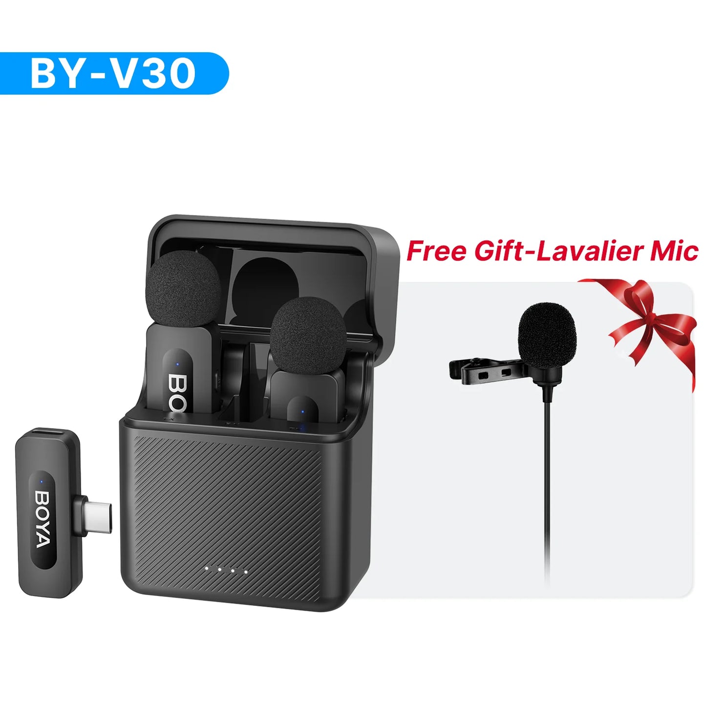 BOYA BY‑V3 2‑Kanal Wireless Lavalier-Mikrofon mit Ladeetui