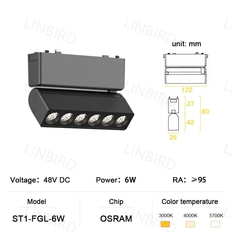 Ultradünne magnetische Aluminium-Schienenleuchte der ST1-Serie, 6 mm