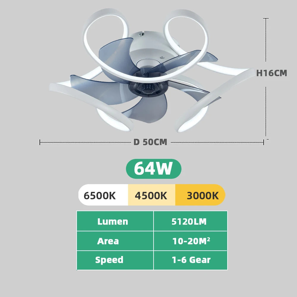 Moderner Deckenventilator mit LED-Licht – IRALAN BY‑601‑500‑1, inkl. Fernbedienung, dimmbar, 6 Geschwindigkeiten