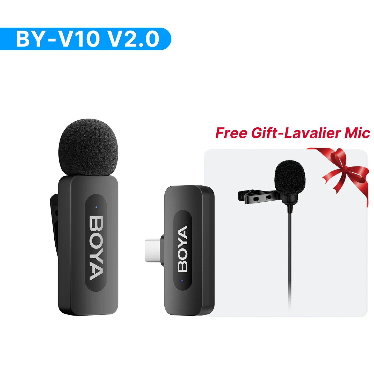 BOYA BY‑V3 2‑Kanal Wireless Lavalier-Mikrofon mit Ladeetui