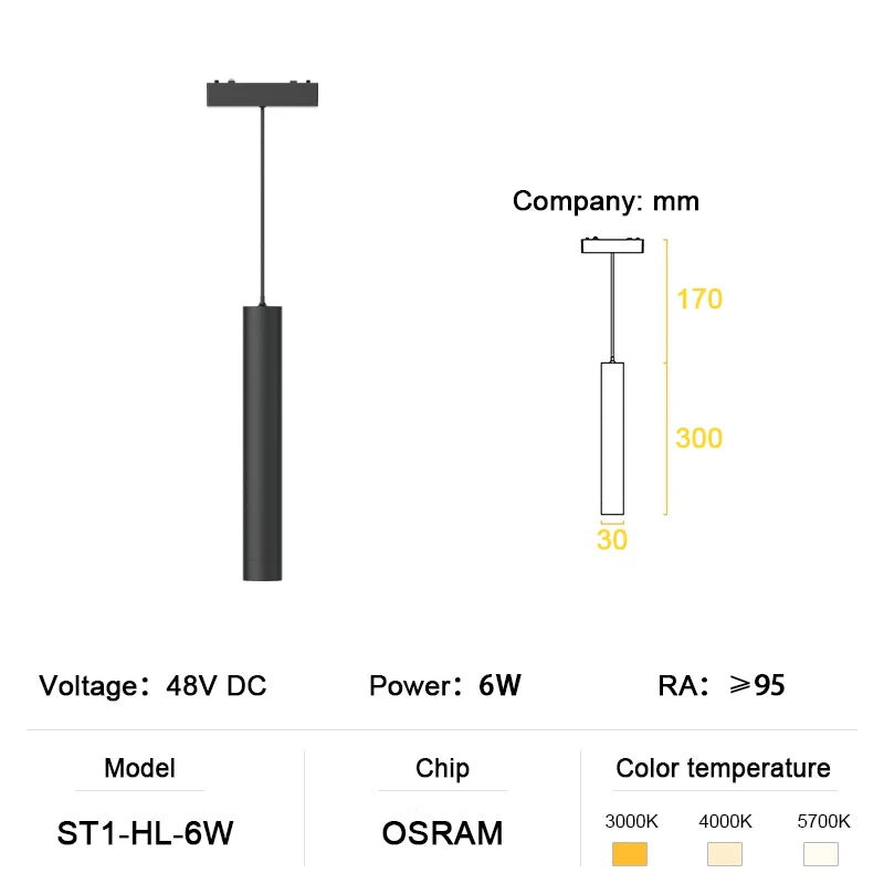 Ultradünne magnetische Aluminium-Schienenleuchte der ST1-Serie, 6 mm