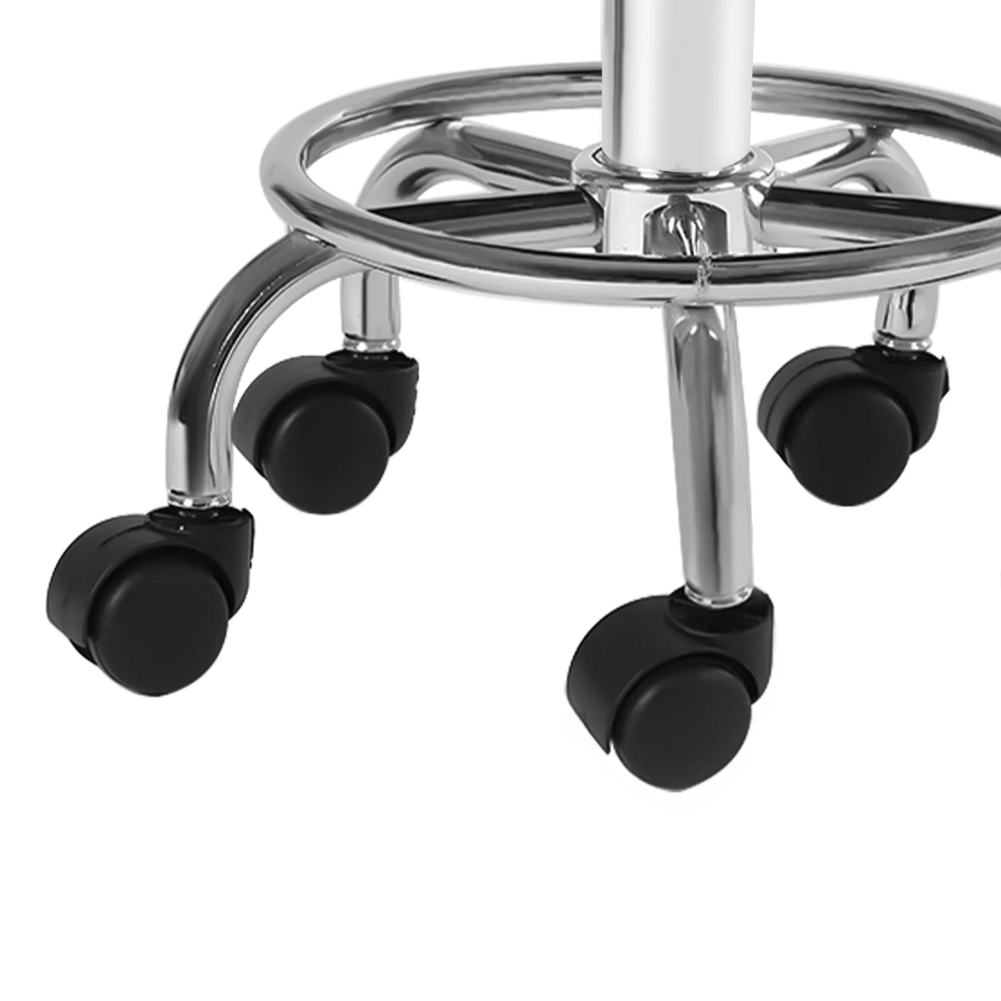 Höhenverstellbarer Arbeitshocker mit Rollhocker und drehbaren Rollen 360° °   Drehbarer Salonstuhl mit Fußstütze, modern, rund, Schwarz, 38 x 54 cm