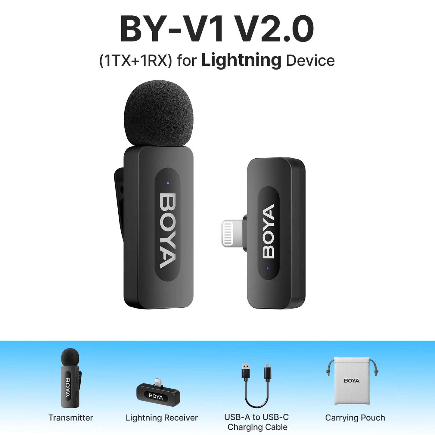 BOYA BY‑V3 2‑Kanal Wireless Lavalier-Mikrofon mit Ladeetui
