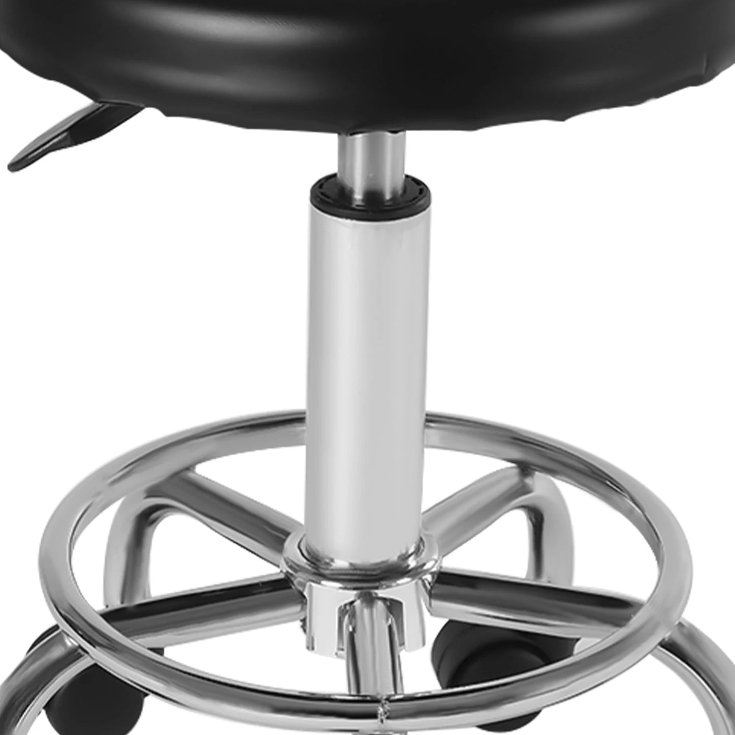Höhenverstellbarer Arbeitshocker mit Rollhocker und drehbaren Rollen 360° °   Drehbarer Salonstuhl mit Fußstütze, modern, rund, Schwarz, 38 x 54 cm