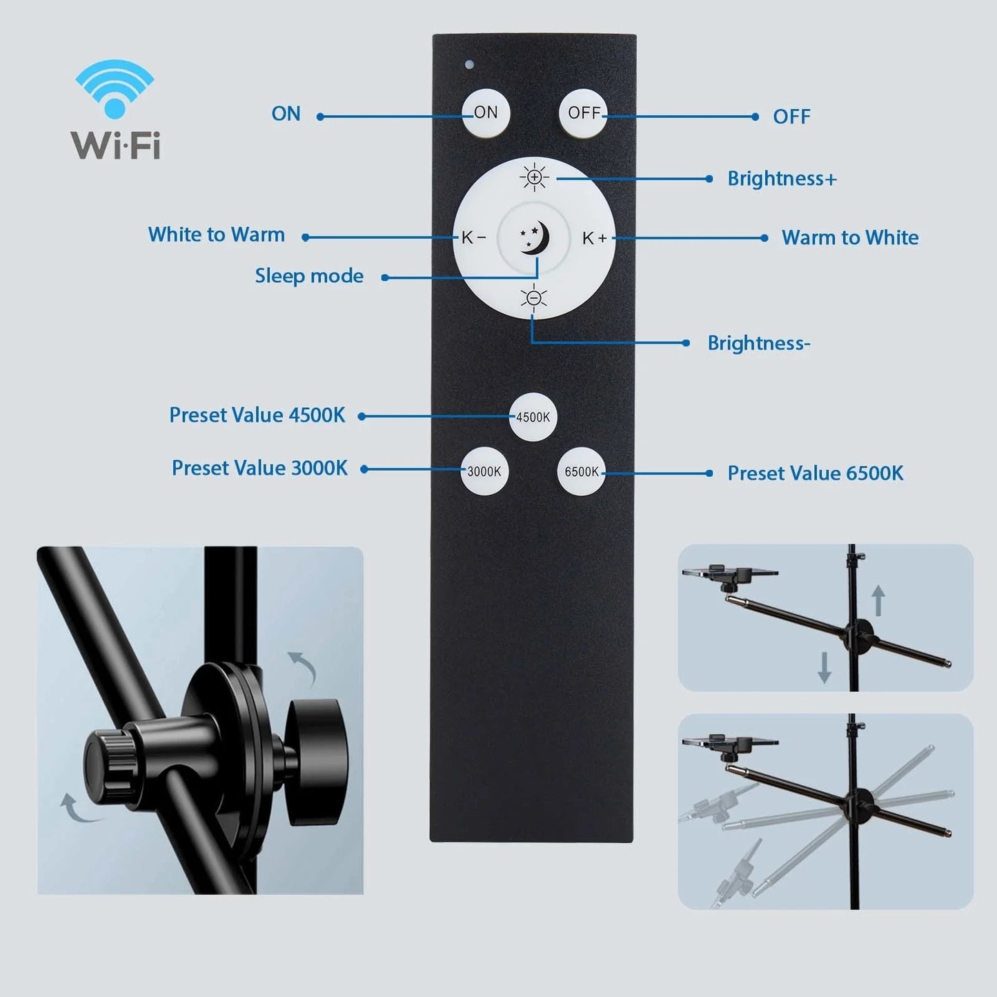 BTFOOR LED Foto‑Studio Lichtpanel 3300–5600 K (Bi‑Color, mit Stativ, EU‑Stecker)