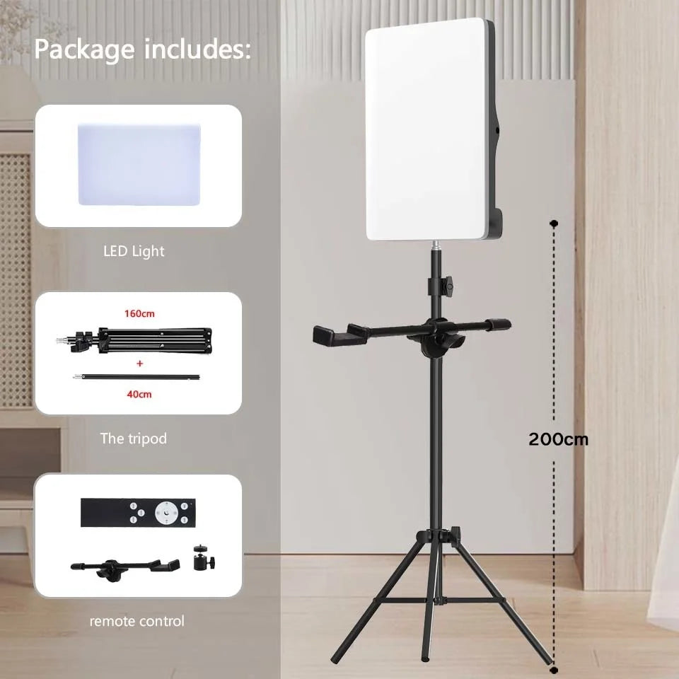 BTFOOR LED Foto‑Studio Lichtpanel 3300–5600 K (Bi‑Color, mit Stativ, EU‑Stecker)