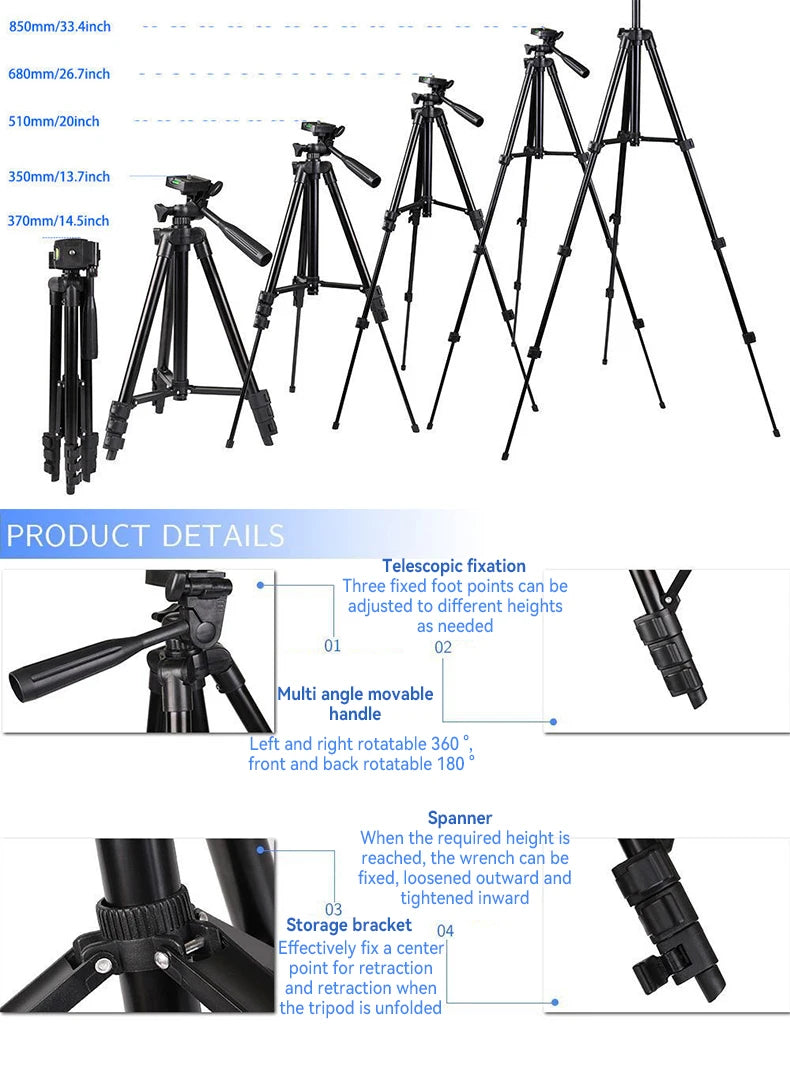 3120 Telefon Stativ 40 zoll Universal Fotografie für Gopro iPhone Samsung Xiaomi Huawei Telefon Aluminium Reise Tripode Par