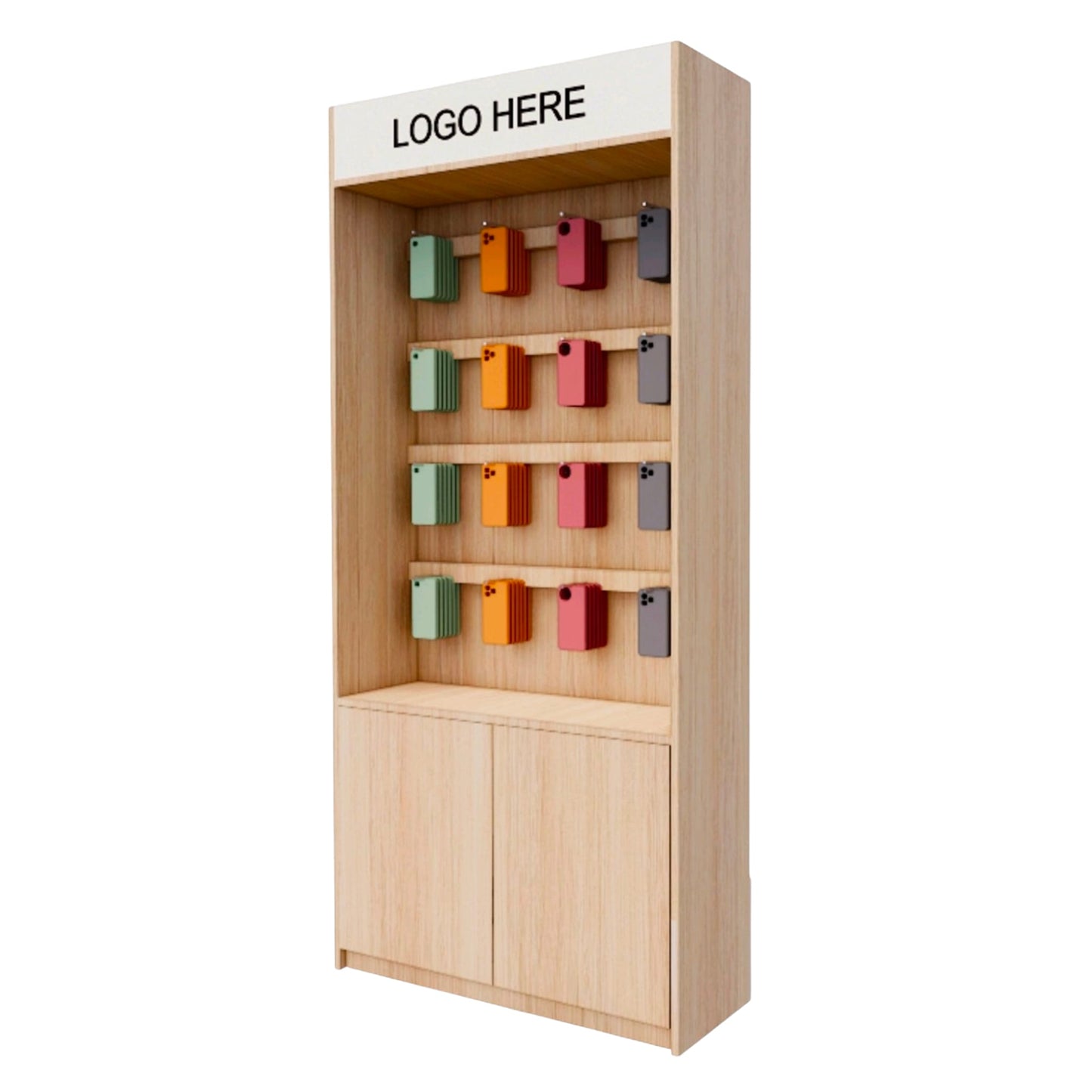 Zubehör-Regal für Mobilfunkshops – Modern, flexibel & beleuchtet