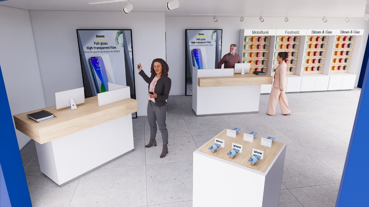 Zubehör-Regal für Mobilfunkshops – Modern, flexibel & beleuchtet