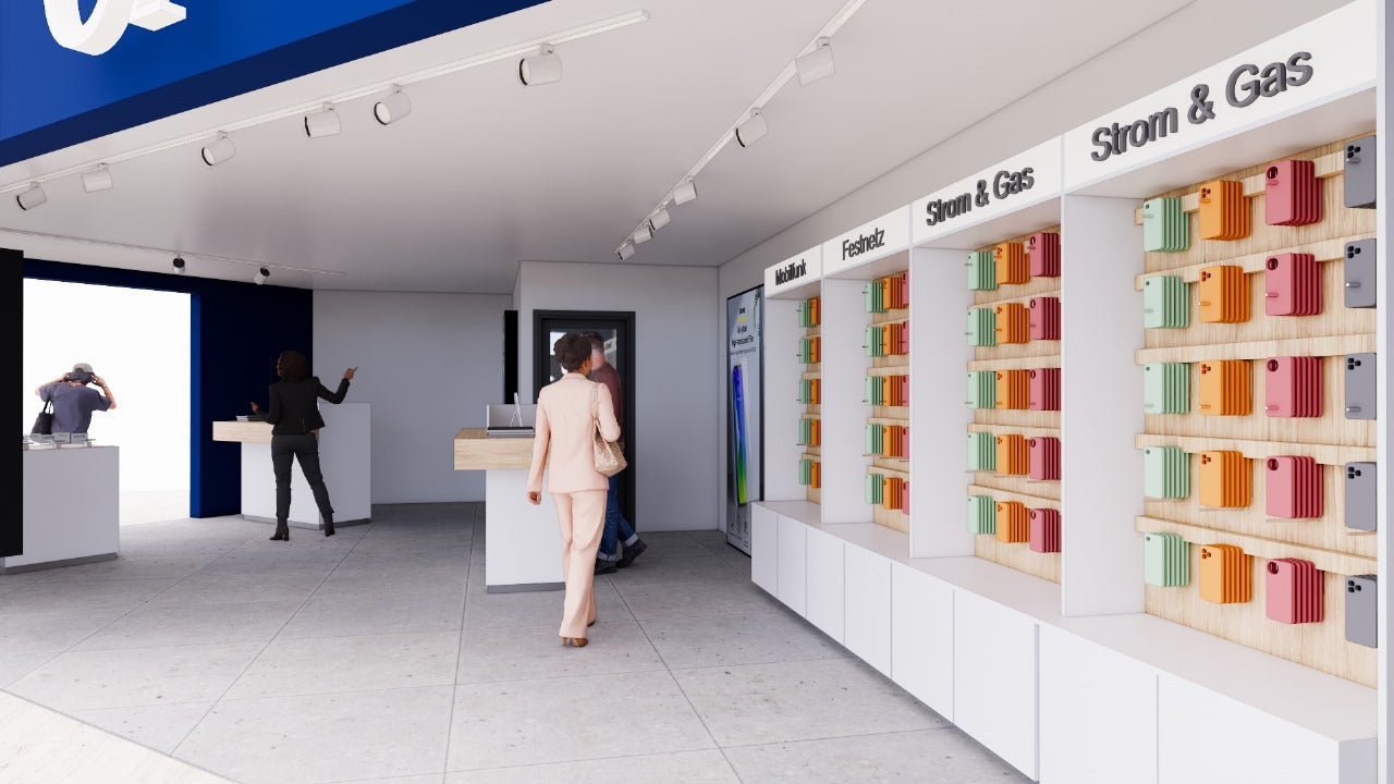 Zubehör-Regal für Mobilfunkshops – Modern, flexibel & beleuchtet